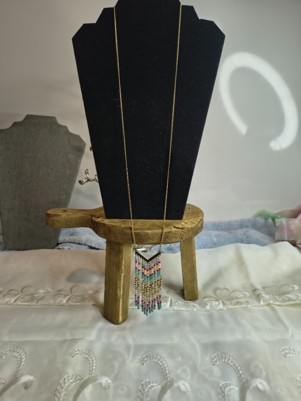 Vintage Gold Tone and Glass Beaded Premier Designs Necklace